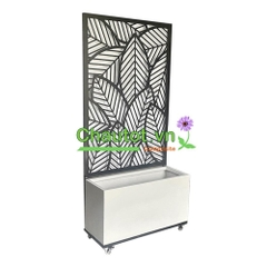 Chậu Composite Chữ Nhật kèm Vách Deco & Bánh Xe BAOBINH – CT2074