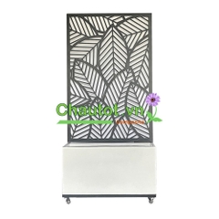 Chậu Composite Chữ Nhật kèm Vách Deco & Bánh Xe BAOBINH – CT2074