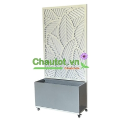 Chậu Composite Chữ Nhật kèm Vách Deco & Bánh Xe BAOBINH – CT2074