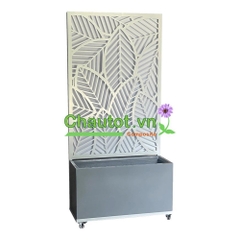 Chậu Composite Chữ Nhật kèm Vách Deco & Bánh Xe BAOBINH – CT2074