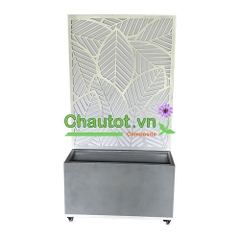 Chậu Composite Chữ Nhật kèm Vách Deco & Bánh Xe BAOBINH – CT2074
