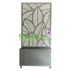 Chậu Composite Chữ Nhật kèm Vách Deco & Bánh Xe BAOBINH – CT2074
