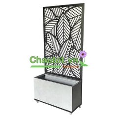 Chậu Composite Chữ Nhật kèm Vách Deco & Bánh Xe BAOBINH – CT2074