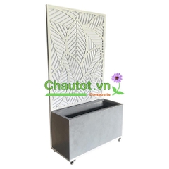 Chậu Composite Chữ Nhật kèm Vách Deco & Bánh Xe BAOBINH – CT2074