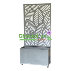 Chậu Composite Chữ Nhật kèm Vách Deco & Bánh Xe BAOBINH – CT2074