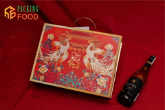 Hộp Đựng Quà Tết Cao Cấp 2026 Có Khay Rượu - Dạng Hộp Cứng Mẫu Phụng Hoàng