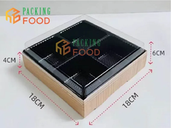 Hộp Giấy 4 Ngăn Khay Nhựa Đựng Bánh Nắp Trong