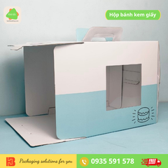 Hộp Đựng Bánh Sinh Nhật Xanh Trắng Cao 25cm