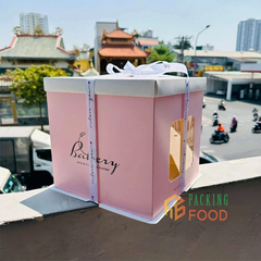 Hộp Đựng Bánh Kem Thân Đáy Nắp Xanh Hồng