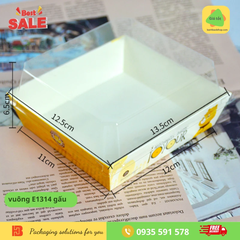 Hộp Giấy Vuông Đựng Bánh- Thực Phẫm Mã E1413 Kraft Trắng In Họa Tiết