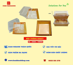 Hộp Giấy Vuông Đựng Bánh- Thực Phẫm Mã E1413 Kraft Trắng In Họa Tiết