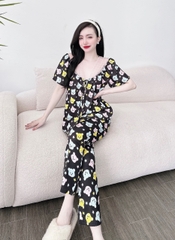 Bộ Lụa Dài Cổ ren in 5D Bigsize 50-95kg