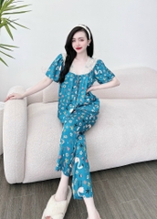 Bộ Lụa Dài Cổ ren in 5D Bigsize 50-95kg