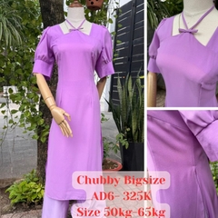 Áo Dài Tím Yếm Nơ Bigsize Vải Voan Cát
