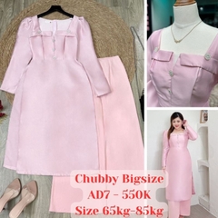 Áo Dài Cách Tân Cổ Vuông Hồng Tapta Bigsize