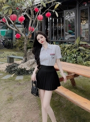 Áo sơ mi nữ tay ngắn công sở bigsize thêu cún