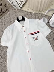 Áo sơ mi nữ tay ngắn công sở bigsize thêu cún