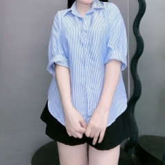 Áo sơ mi bigsize kẻ caro tay dài phom rộng chất vải lụa mềm mại