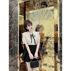 SET bộ nữ bigsize áo sơmi kèm phối chân váy xếp ly sang chảnh chất thô nến cao cấp