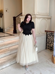 (60-120kg)Đầm Tapta Phối Voan Tơ Dáng Dài Sang Trọng, Đầm Công Chúa Đi Tiệc Bigsize