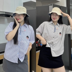 Áo sơ mi kẻ sọc Thêu hình dễ thương đủ size 60-100kg