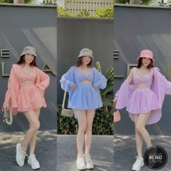 Set 3 món xốp sọc đi biển Bigsize 1462