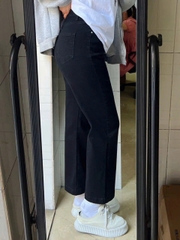 Quần Jean Ống Đứng Bigsize 58-90kg Quần Ống Suông Đen Trơn Lưng Cao Tôn Dáng Co Giãn Tốt