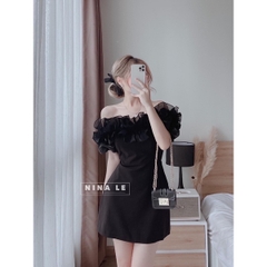 Bigsize Đầm trễ vai phối bèo 55-95kg