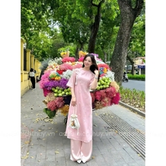 SET ÁO DÀI CÁCH TÂN THÊU HOA hồng TAY LỠ TUA RUA BIGSIZE 60-95KG