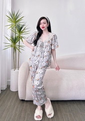 Bộ Lụa Dài Cổ ren in 5D Bigsize 50-95kg