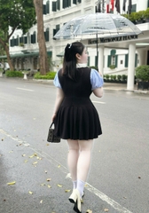 ĐẦM THIẾT KẾ TIỂU THƯ BIGSIZE NƠ TAY PHỒNG PHỐI SOMI 55-90KG