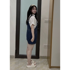 Quần yếm jean bigsize dáng ngắn thêu hình Thỏ hình dễ thương form rộng đủ size 60-85kg