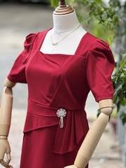 SALE Đầm đi tiệc cho mẹ U40 - U65 - Đầm Peplum che bụng | Đầm trung niên tặng mẹ   | Váy tặng mẹ đi tiệc BIGSIZE