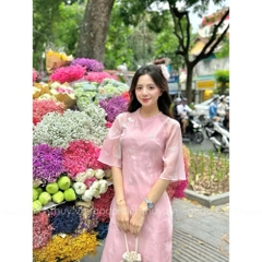 SET ÁO DÀI CÁCH TÂN THÊU HOA hồng TAY LỠ TUA RUA BIGSIZE 60-95KG