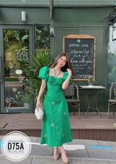 Đầm midi dáng dài hoa thêu tay ngắn phía sau bo thun hở lưng sexy bigsize nữ 60-90kg