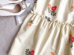 Đầm maxi trễ vai tiểu thư họa tiết hoa đầm midi hoa nhí bigsize từ 50 kg đến 90 kg