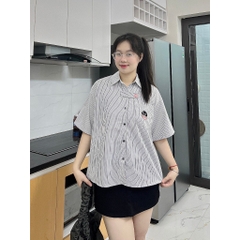 Áo sơ mi kẻ sọc Thêu hình dễ thương đủ size 60-100kg