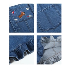 Yếm jean bigsize thêu bèo nhún dễ thương form rộng đủ size 60-85kg
