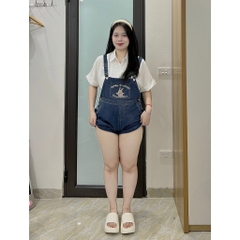 Quần yếm jean bigsize dáng ngắn thêu hình Thỏ hình dễ thương form rộng đủ size 60-85kg