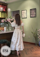 Đầm hoa thêu Hở Lưng bigsize D75A