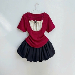 Set Chân Váy Kèm Áo Thun Kiểu Tay Ngắn Bigsize Nữ Vải Thun Ruby Mềm Mại Cho Các Nàng Chubby