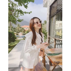 Áo sơ mi Trắng Phối Nơ Bigsize Công Sở