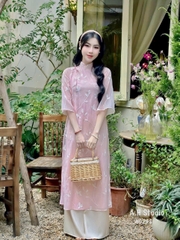 Áo Dài Cách Tân Nữ Tơ Thêu bigsize Màu Hồng