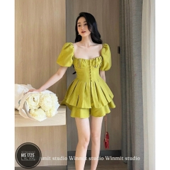 Set Bộ Áo Cổ Vuông kèm Quần Giả Váy