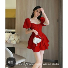 Set Bộ Áo Cổ Vuông kèm Quần Giả Váy
