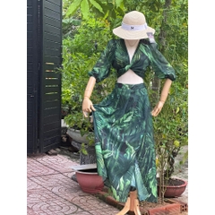 (Chubby )Set đầm maxi nữ bigsize cao cấp xẻ gợi cảm 1305