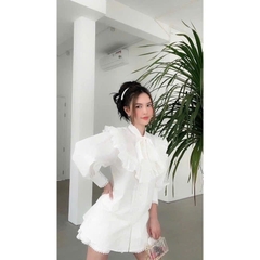 Áo sơ mi Trắng Phối Nơ Bigsize Công Sở