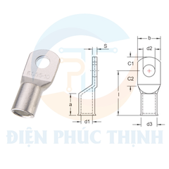TLKF95-12 / Đầu Cosse Đồng (Dòng TLKF) KST 95 mm - NON-INSULATED COPPER TUBULAR LUGS (TLKF SERIES)