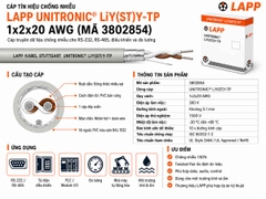 LAPP-3802854 / Cáp Tín Hiệu Chống Nhiễu LAPP UNITRONIC LiY(ST)Y-TP 1x2x20 AWG