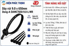 DONG-A-DAMCT650-9.0-L-WR / Dây Rút Nhựa Dong-A 9.0×650mm Chống UV